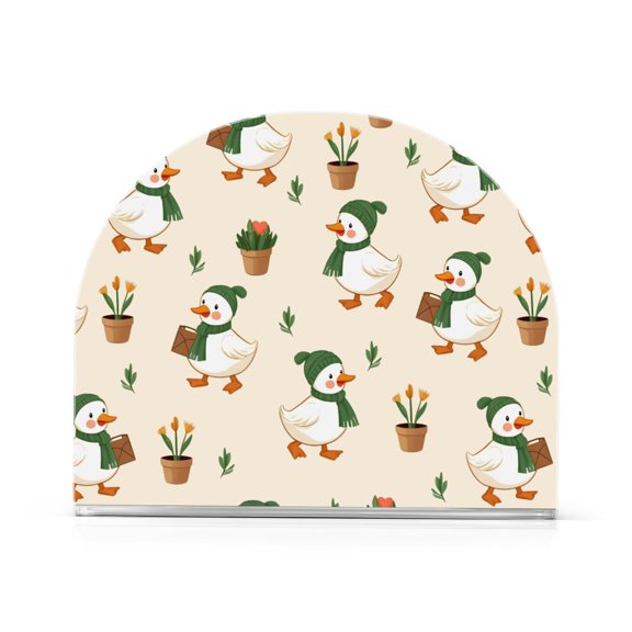 Cartoon Duck Pattern Napkin Holder Acrylic Napkin Dispenser Clear Modern Tabletop for Kitchen Counter 2 Pack