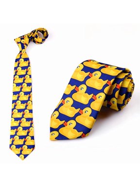 Cartoon Duck Pattern Tie, Funny Novelty Polyester Tie for Men, Whimsical Birthday Party Gift & Costume Accessory