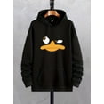 thumbnail image 1 of Cartoon Duck Print Hoodies For Men, Graphic Hoodie With Kangaroo Pocket, Comfy Loose Trendy Drawstring Hooded Pullover, 1 of 1