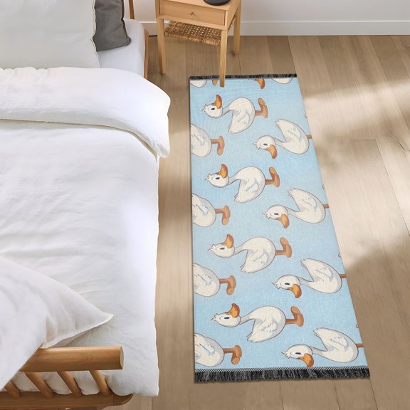Cartoon Duck Runner Area Rug 2x6 Soft Non-Slip Washable Bedside Carpet for Hallway Bedroom Living Room Home Decor
