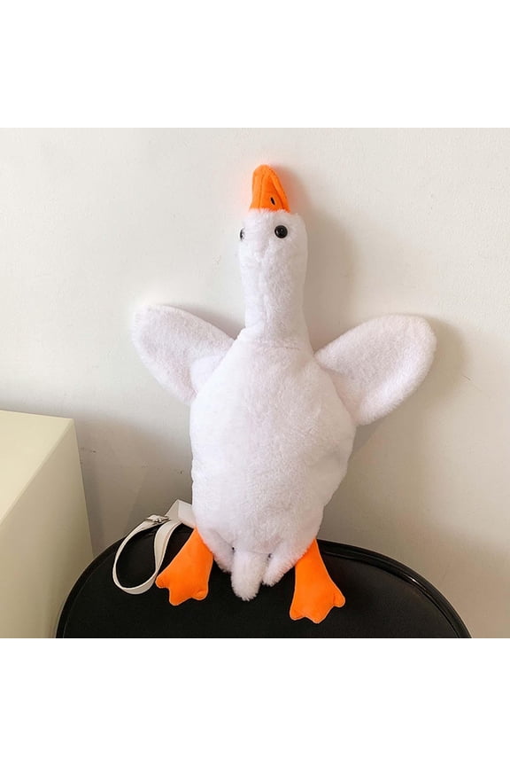 Cartoon Duck Shoulder Bag Travel Satchel Casual Bags Duck Shape Plush White