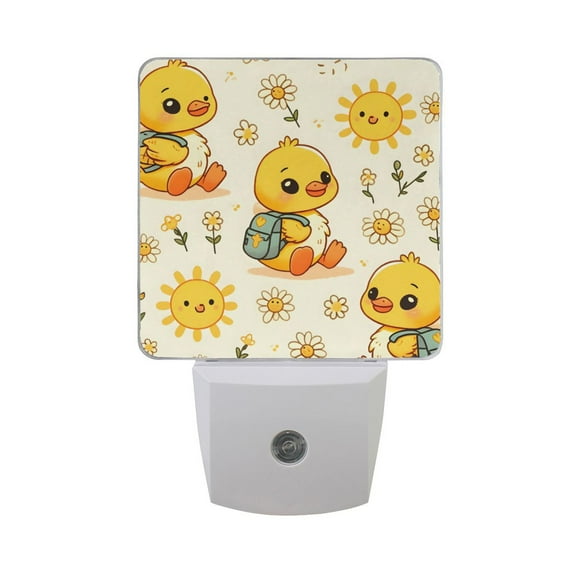 Cartoon Duck with Backpack Night Light 2 Pack LED Nightlight Plug into Wall Dusk to Dawn Sensor Soft White
