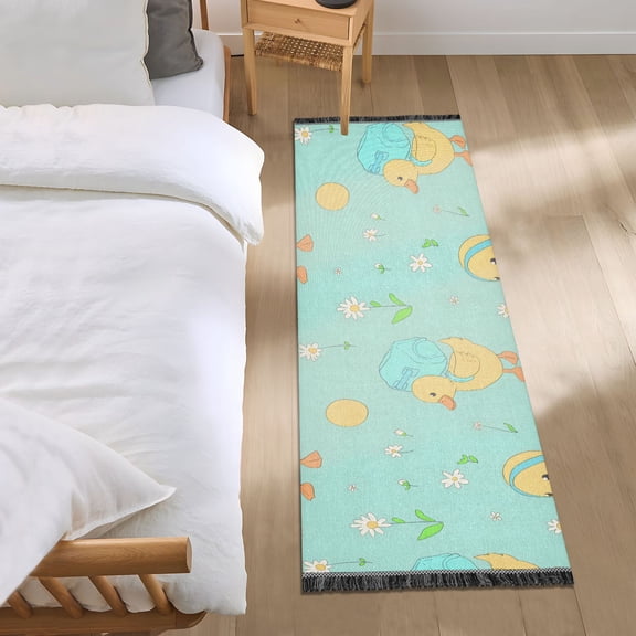 Cartoon Duck with Bag Runner Area Rug 2x6 Soft Non-Slip Washable Bedside Carpet for Hallway Bedroom Living Room Home Decor