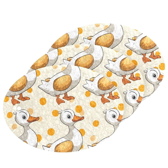 Cartoon Ducks 3 Pack Dish Sponges Bulk Natural Sponges Compressed Sponges Non-Scratch for Kitchen Cleaning Dishes
