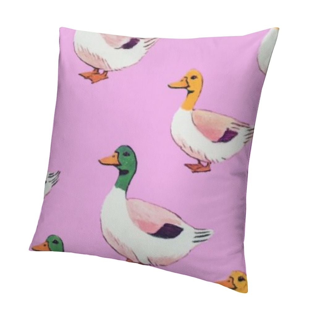Cartoon Ducks Throw Pillow Covers Cute Duck Purple Cushion Covers for