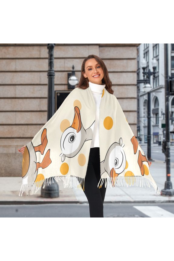 Cartoon Ducks Winter Scarf for Women Fashion Warm Long Soft Blanket Scarves Gifts