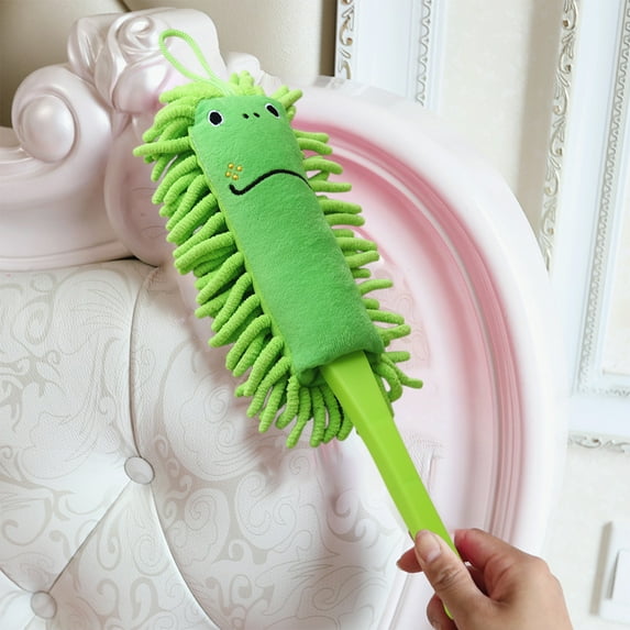 Cartoon Duster Cleaning Brush | Cute Polyester Fiber | 35x10cm | Pink, Green, Purple | Efficient Dust, Hair Pickup | Soft, Non-Scratch Handle | Hanging Storage | 1 Pc