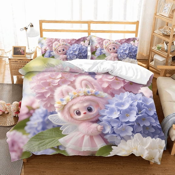 Cartoon Duvet Cover 3 Pcs Bedding Set - Extra Soft Duvet Cover Set with Zipper Closure, 1 Duvet Cover and 2 Pillow Shams