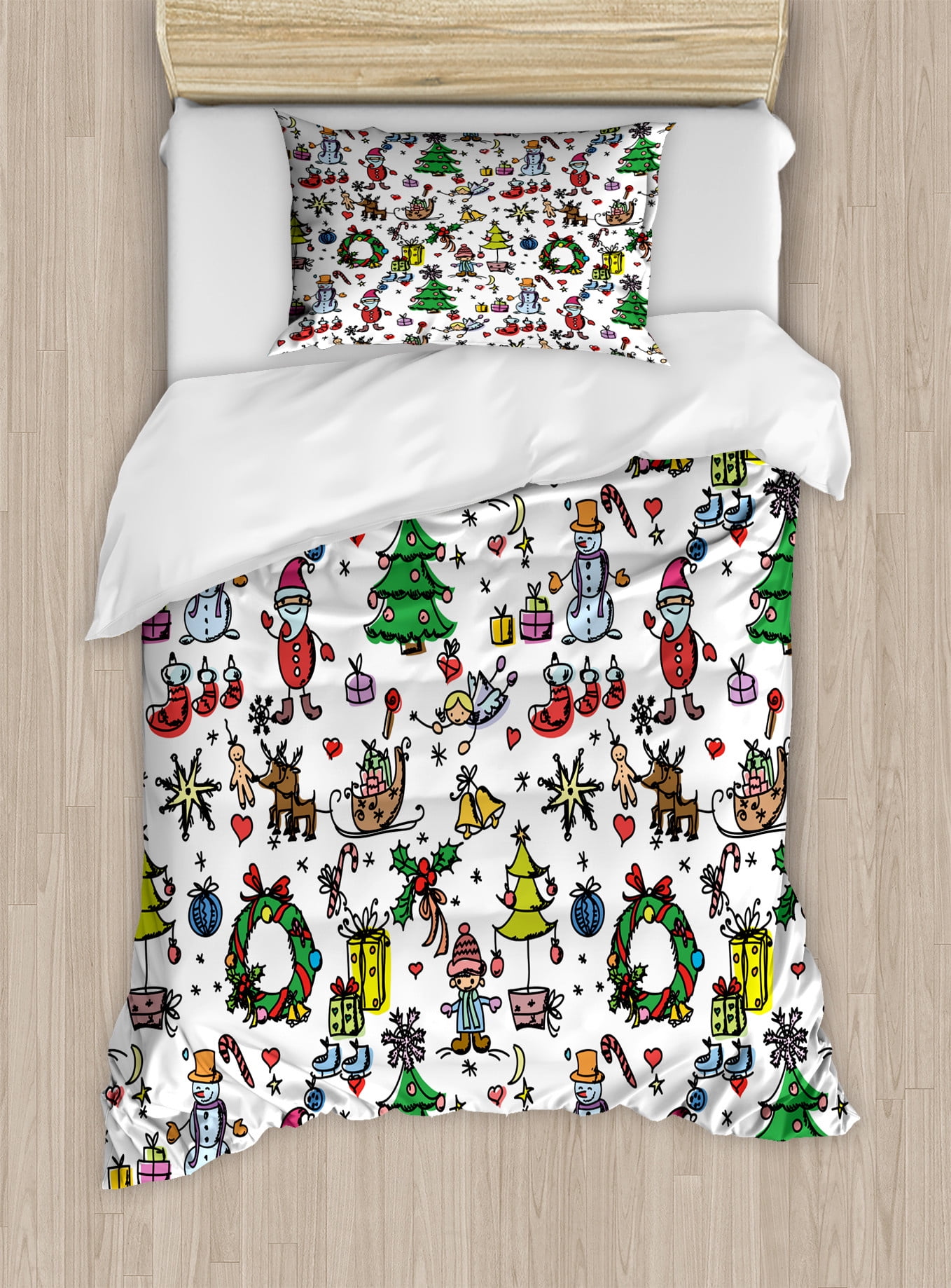 Fairisle Christmas Snowman Pattern Print Duvet Cover Bedding Set