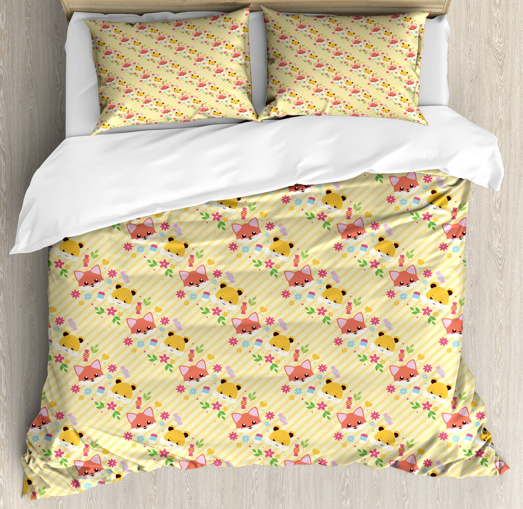 Popcorn Cartoon Pattern Print Duvet Cover Bedding Set main image 0
