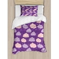 thumbnail image 1 of Cartoon Duvet Cover Set, Pattern of Clouds Paint Splash in Style Abstract Art Sky View, Decorative 2 Piece Bedding Set with 1 Pillow Shams, Twin Size, Violet and Pale Salmon, by Ambesonne, 1 of 2