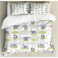 thumbnail image 1 of Cartoon Duvet Cover Set, Sheep with Clouds Constructed out of Dots Happy Animals Friendly Print, Decorative 3 Piece Bedding Set with 2 Pillow Shams, Queen Size, Lavender, by Ambesonne, 1 of 3