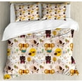 thumbnail image 1 of Cartoon Duvet Cover Set, Style Animal Caricatures Very Jungle Inhabitants Pattern Snowy Forest, Decorative 3 Piece Bedding Set with 2 Pillow Shams, Queen Size, Multicolor, by Ambesonne, 1 of 3