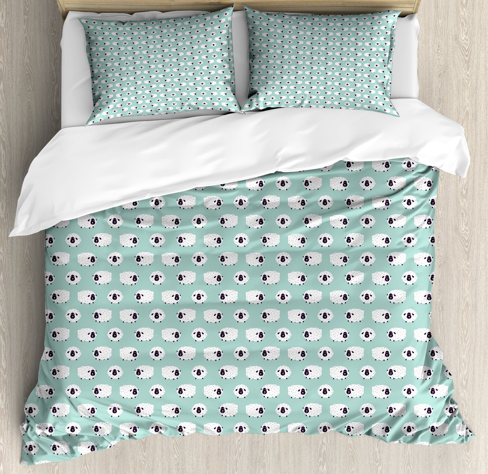 Sheep Goat Print Pattern Duvet Cover Bedding Set