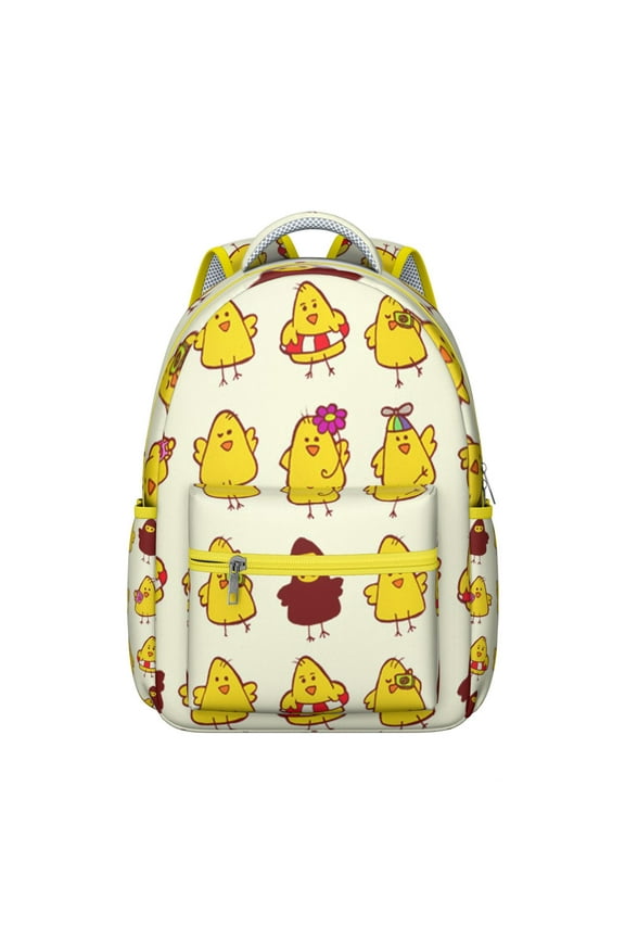 Cartoon Egg and Chick Backpack for Student Farm Chicken Pattern Rustic Cute Coop Cluck Bookbag for School Student