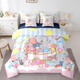 thumbnail image 1 of Cartoon Elephant Comforter Set Cute Fruits Flowers Stripes Bedding Set Twin Size 7 Pcs,Strawberry Cherry Cadies Bed Set Room Decor Bed in a Bag with Comforter,Sheets,Pillowcases, 1 of 5