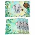 thumbnail image 1 of Cartoon Elephant Placemats Set of 6 Summer Butterfly Fern Tropical Palm Plants Place Mats Indoor Wipeable Table Mats Washable Dining Table Placemats for Kitchen Holiday Party Home Decor 13x19 Inch, 1 of 9