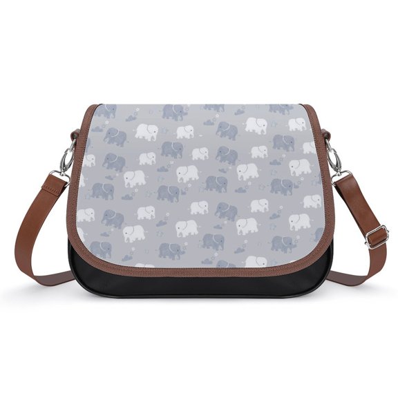 Cartoon Elephant Vintage Crossbody Bag for Women Medium Leather Hobo Bags Shoulder Bag Classic City Leather Satchels