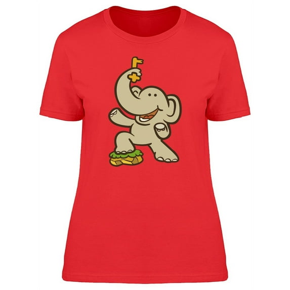 Cartoon Elephant With A Key T-Shirt Women -Image by Shutterstock, Female Large