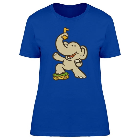 Cartoon Elephant With A Key T-Shirt Women -Image by Shutterstock, Female XX-Large
