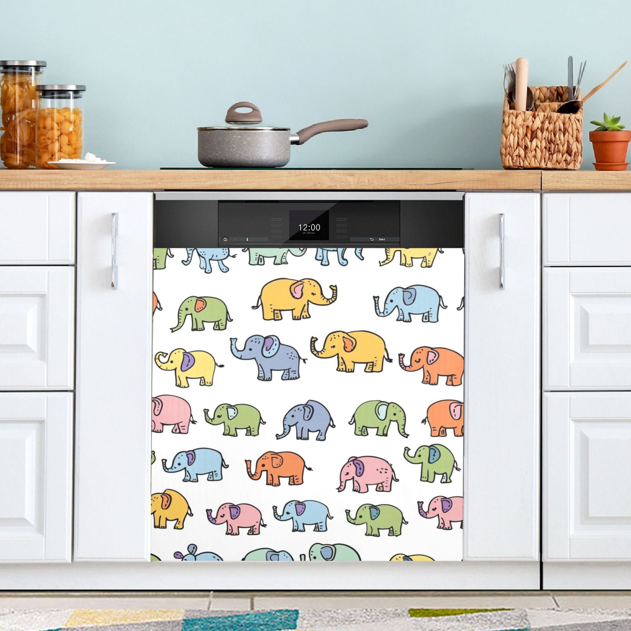 Cartoon Elephants Dishwasher Cover Refrigerator