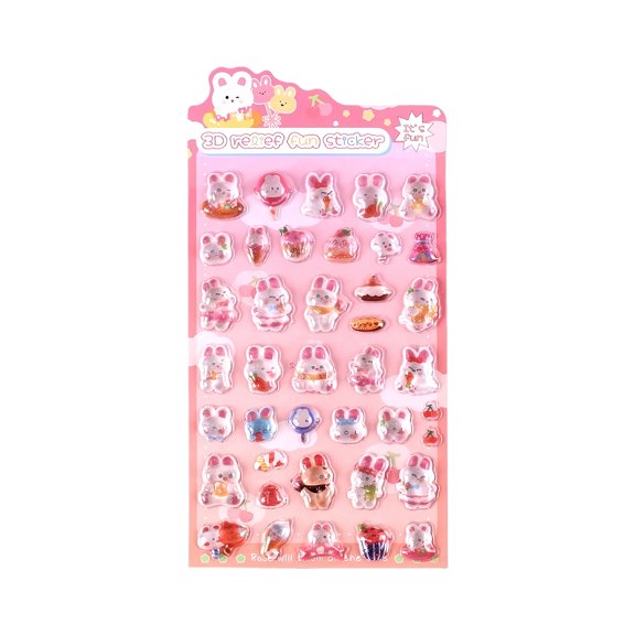 Cartoon Embossed PVC Stickers for Children's Journals, Water Bottles, Scrapbooking, Phone Case Decorations