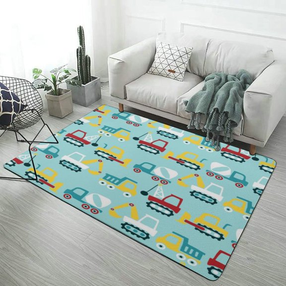 Cartoon Engineering Car Area Rugs Carpet Suitable for Living Room Kitchen Bedroom Laundry Room Home Decorations