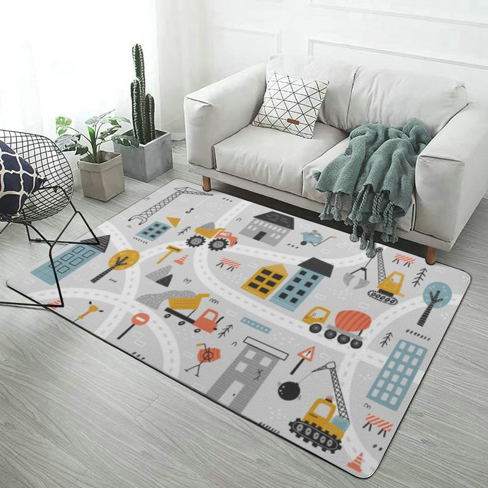 Cartoon Engineering Car Area Rugs Carpet Suitable for Living Room ...