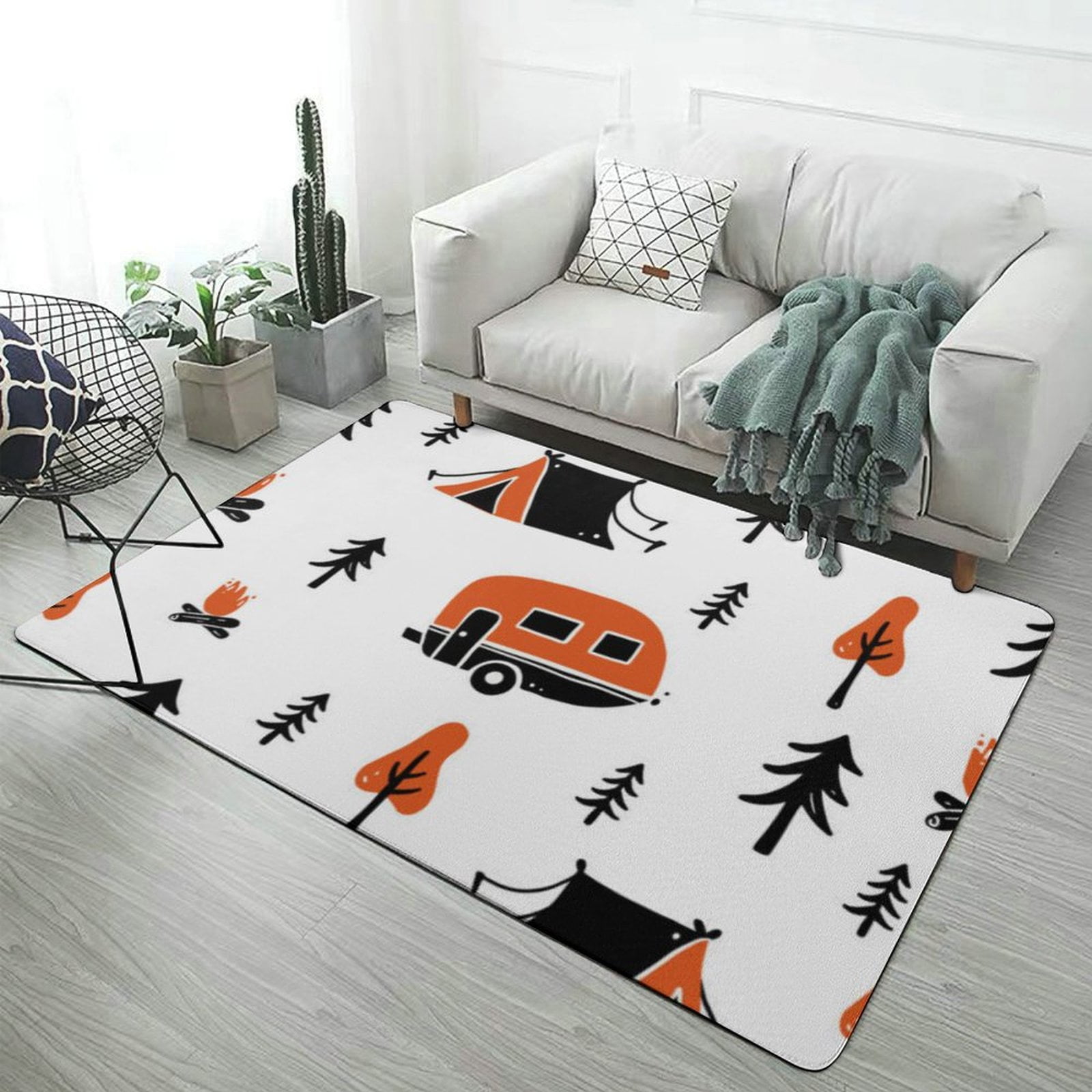 Cartoon Engineering Car Camping Area Rugs Carpet Suitable for Living ...