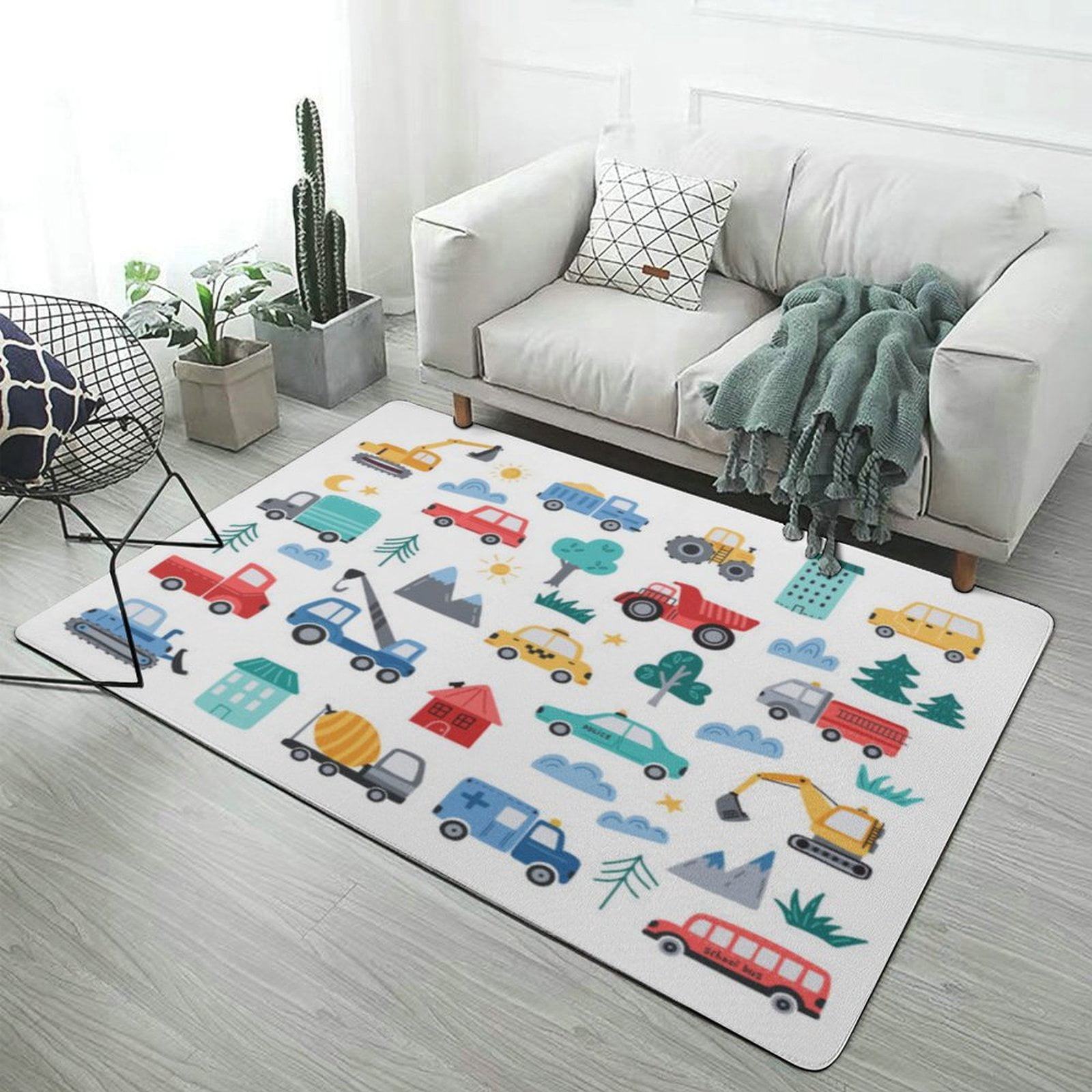 Cartoon Engineering Car Carpet Rug for Home Living Room Bedroom Sofa ...