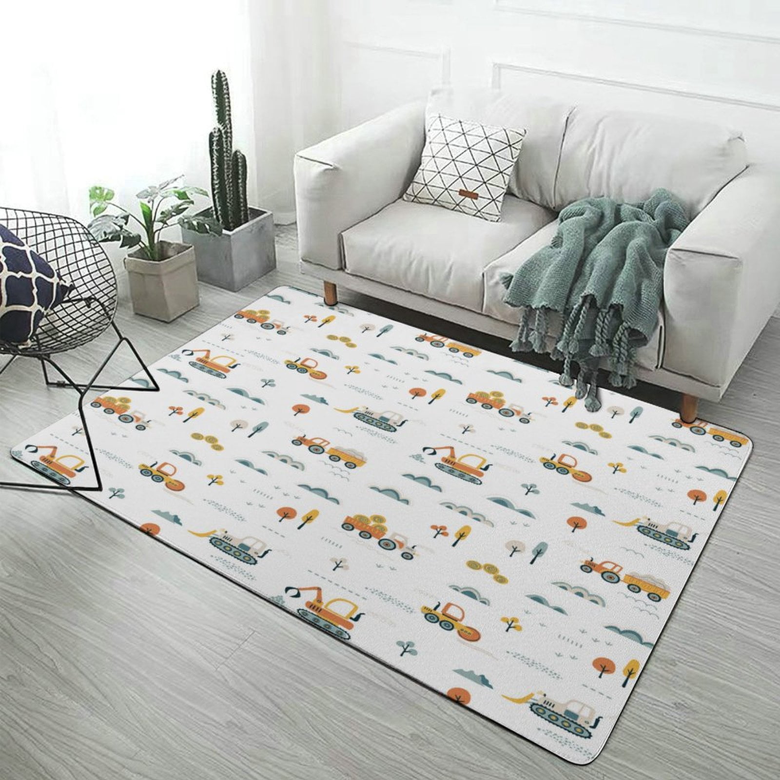 Cartoon Engineering Car Carpet Style Living Room Bedroom Rug Modern 3d ...