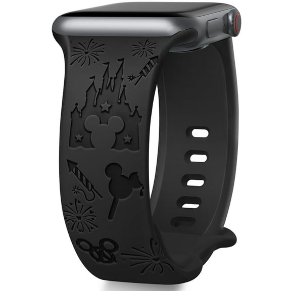 Cartoon Engraved Band Compatible with Apple Watch Bands Ultra 3/2/1 49mm 46mm 45mm 44mm 42mm 41mm 40mm 38mm Women, Cute Soft Silicone Sport Strap for iWatch Series 11/10/9/8/7/6/5/4/3/SE/SE2/SE3