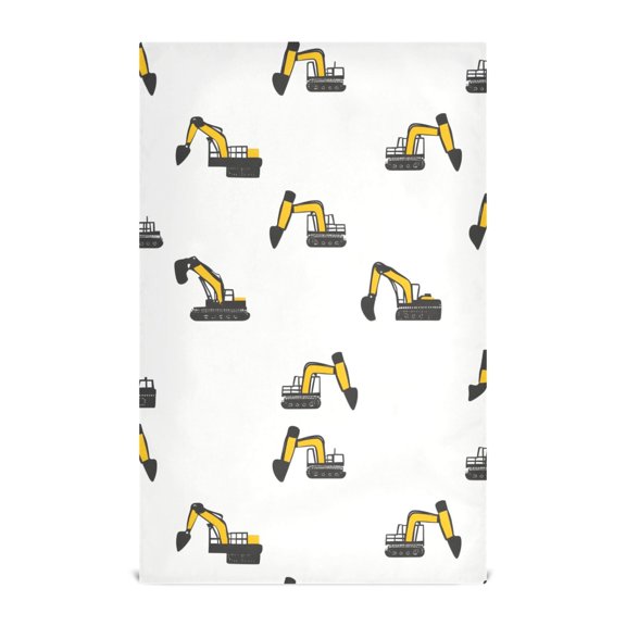 Cartoon Excavator Pattern Kitchen Towels Waffle Weave Decorative Tea Towels Multi Use Dishcloths 28x18in