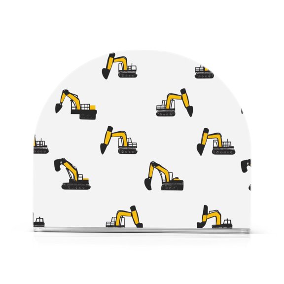 Cartoon Excavator Pattern Napkin Holder Acrylic Napkin Dispenser Clear Modern Tabletop for Kitchen Counter 2 Pack