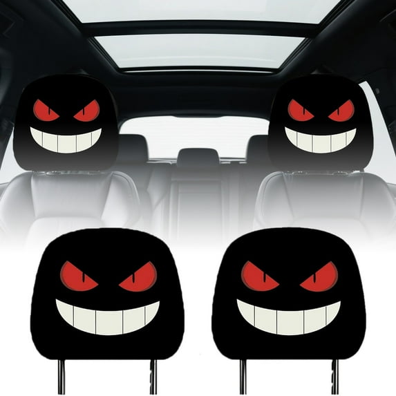 Cartoon Expression Theme Car Seat Headrest Covers with Comfortable Indoor Printing Design for Vehicle Interior Decoration