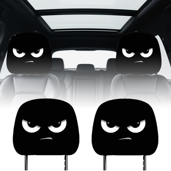 Cartoon Expression Theme Car Seat Headrest Covers with Comfortable Indoor Printing Design for Vehicle Interior Accessories