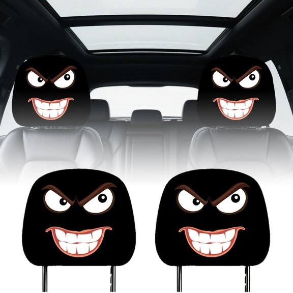 Cartoon Expression Theme Seat Headrest for Car Interior Decoration with Comfortable Printing Design and Easy Installation