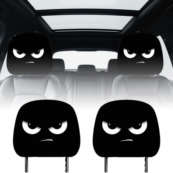 Cartoon Expression Theme Seat Headrest for Car Interior Decoration and Comfort Printing Design