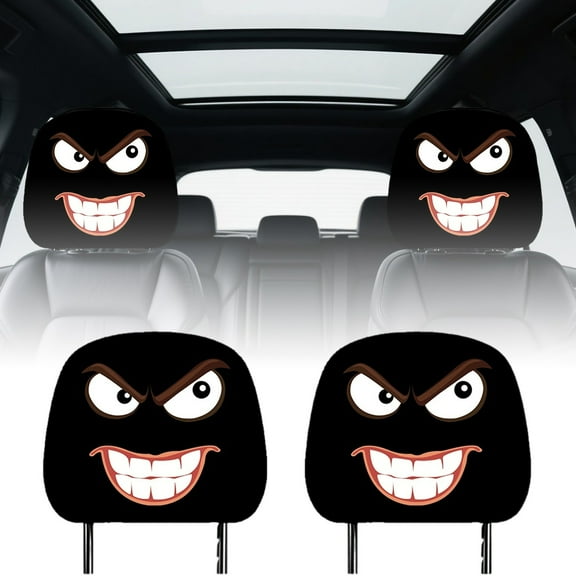 Cartoon Expression Theme Seat Headrest for Car Interior with Indoor Printing Design and Comfortable Fit for All Models
