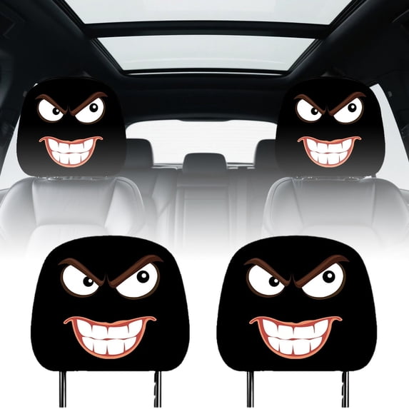 Cartoon Expression Theme Seat Headrest for Enhanced Comfort and Decorative in Car Interiors