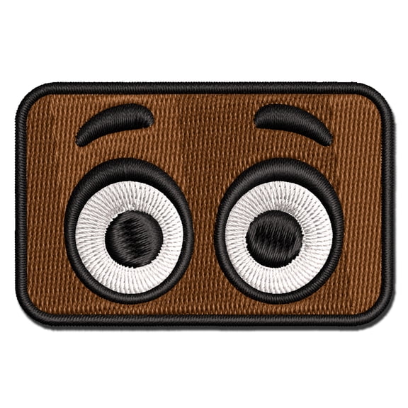 Cartoon Eyes Open Looking Forward Applique Multi-Color Embroidered Iron-On Patch - 3 Inch Medium