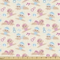 thumbnail image 1 of Ambesonne Cartoon Fabric by the Yard Upholstery, Repetitive Little Ones Fun, 1 Yard, Ivory Pink and Blue, 1 of 5
