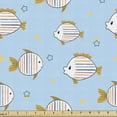 thumbnail image 1 of Ambesonne Cartoon Fabric by the Yard Upholstery, Fish Swimming Art, 5 Yards, Sky Blue and Pale Coffee, 1 of 5