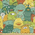 thumbnail image 1 of Ambesonne Cartoon Fabric by the Yard Upholstery, Funny Scary Monsters Motif, 3 Yards, Multicolor, 1 of 5