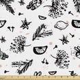 thumbnail image 1 of Ambesonne Cartoon Fabric by the Yard Upholstery, Floral Shapes and Citrus, 2 Yards, White Charcoal Grey and Blush, 1 of 5