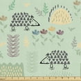 thumbnail image 1 of Cartoon Fabric by the Yard, Hedgehog Forest Herbs Leaves Flowers Pastel Scandinavian Doodle, Decorative Upholstery Fabric for Sofas and Home Accents, Mint Green Grey Peach by Ambesonne, 1 of 5