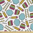 thumbnail image 1 of Ambesonne Cartoon Fabric by the Yard Upholstery, Colorful Books and Pencils, 3 Yards, Multicolor, 1 of 5