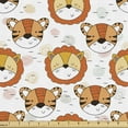 thumbnail image 1 of Cartoon Fabric by the Yard, Tiger and Lion Pattern Print Characters Funny Zoo Animals Composition, Decorative Upholstery Fabric for Chairs & Home Accents, Multicolor by Ambesonne, 1 of 5