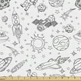 thumbnail image 1 of Ambesonne Cartoon Fabric by the Yard Upholstery, Doodle Solar System Space, 3 Yards, White Black, 1 of 5
