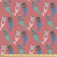 thumbnail image 1 of Ambesonne Cartoon Fabric by the Yard Upholstery, Mermaid Cats with Hearts, 10 Yards, Dark Coral Multicolour, 1 of 4